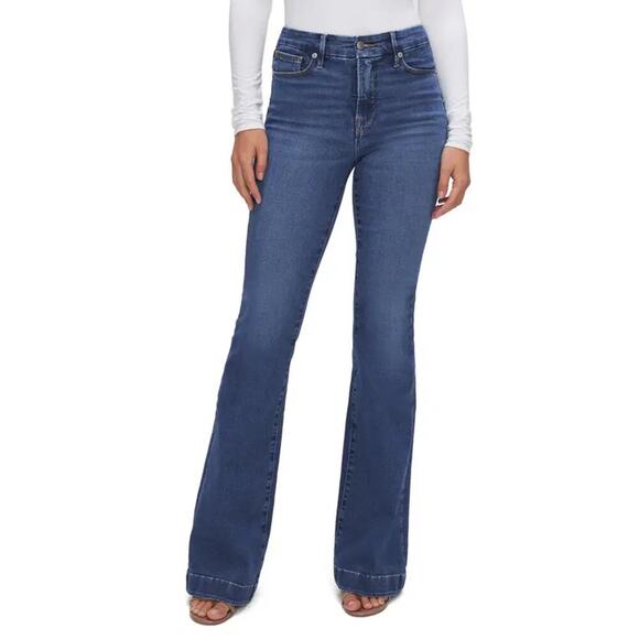 Good American Good Legs Flare Jeans in BBLUE305 Medium Wash (14 or 32) - Picture 8 of 9